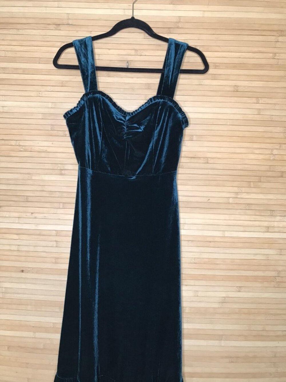 Betsey Johnson Sz S Dark Emerald Green Velvet Holiday Party Dress Maxi 90s Y2K - Picture 3 of 8